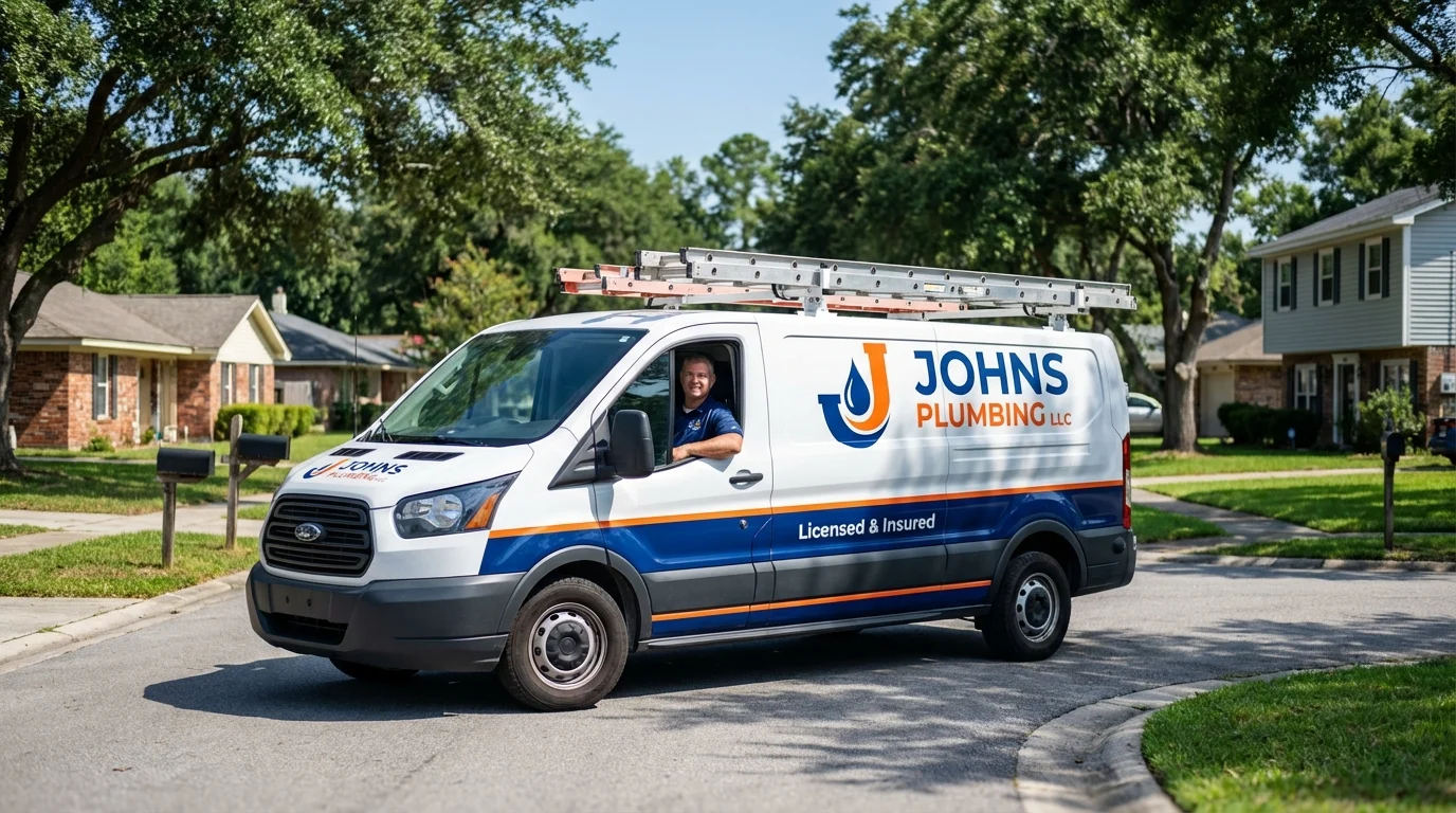 Johns Plumbing LLC service van in Saint Charles, MI