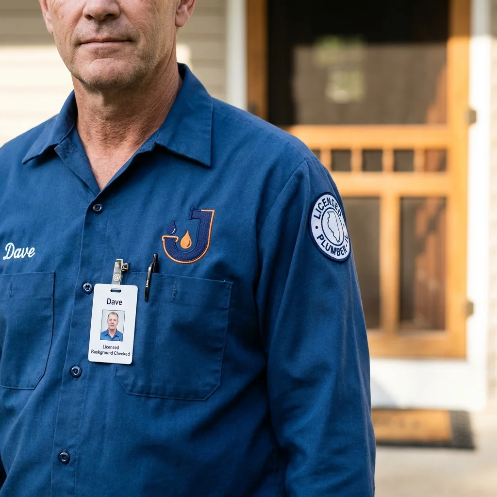 Licensed plumber showing ID badge in Saint Charles, MI