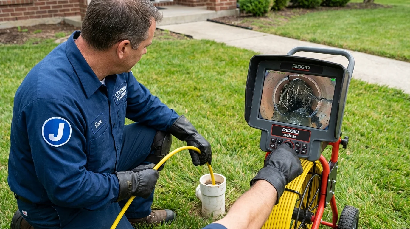 Sewer camera inspection being performed by Johns Plumbing LLC in Saint Charles