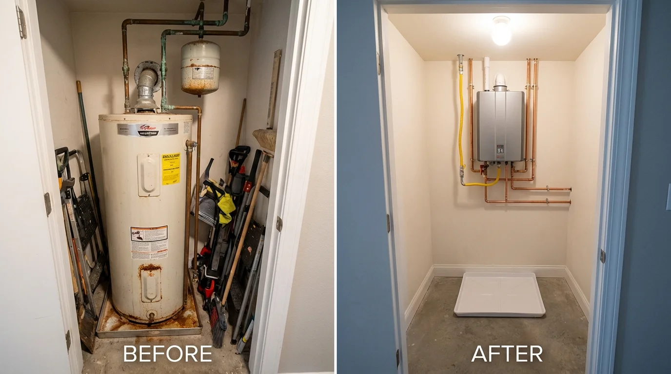 Tank water heater versus wall-mounted tankless unit comparison for Saint Charles, MI homeowners